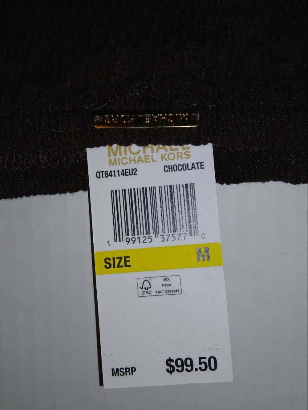 Michael Kors Linen Blend Smocked Square Neck Cami, Dark Brown/ Summer 26 piece - Picture 7 of 9